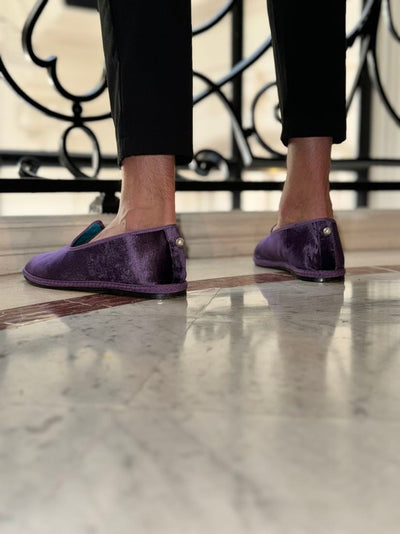 Loafers Homme 'Smoking' - Velours de Soie Violet