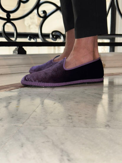 Loafers Homme 'Smoking' - Velours de Soie Violet