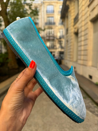 Loafers Femme 'Venise' - velours de soie Aqua