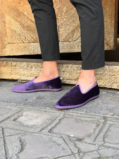 Loafers Homme 'Smoking' - Velours de Soie Violet