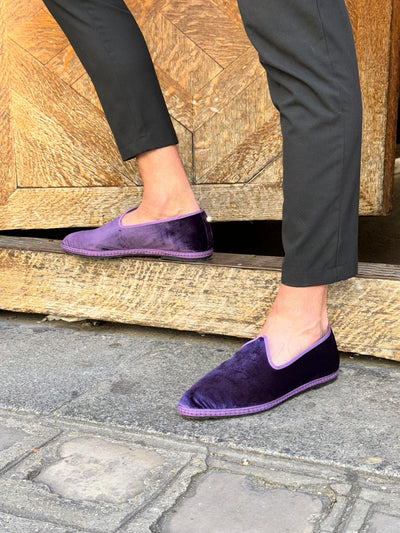 Loafers Homme 'Smoking' - Velours de Soie Violet